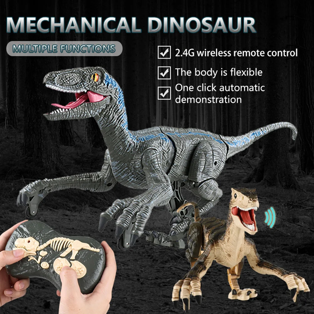 

RC Dinosaur Toy 2.4Ghz Remote Control Durable Electric Model Dinosaur Funny Simulation Animal with Lights Kids Gift