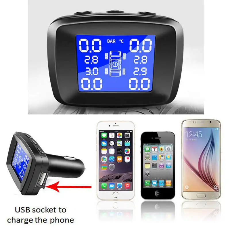Система контроля давления в шинах Tpms с Usb разъемом мониторе универсальная
