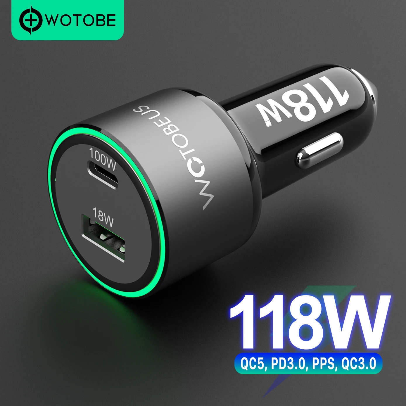 Автомобильное зарядное устройство WOTOBE PD 100 Вт USB быстрая зарядка 5 0 QC3.0 Тип C для