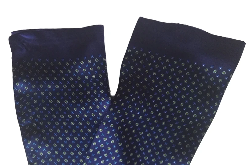 Men's 100%Mulberry Silk Scarf Double Layer Silk Long Neckerchief Floral Pattern Blue Red