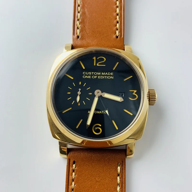 Мужские часы 47 мм Чайка автоматические золотые корпус из нержавеющей стали