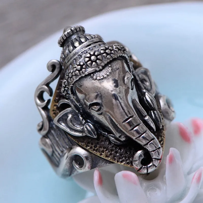 100% real 925 sterling silver jewelry retro Thai Man rings the god of wealth male models delicate ring for | Украшения и