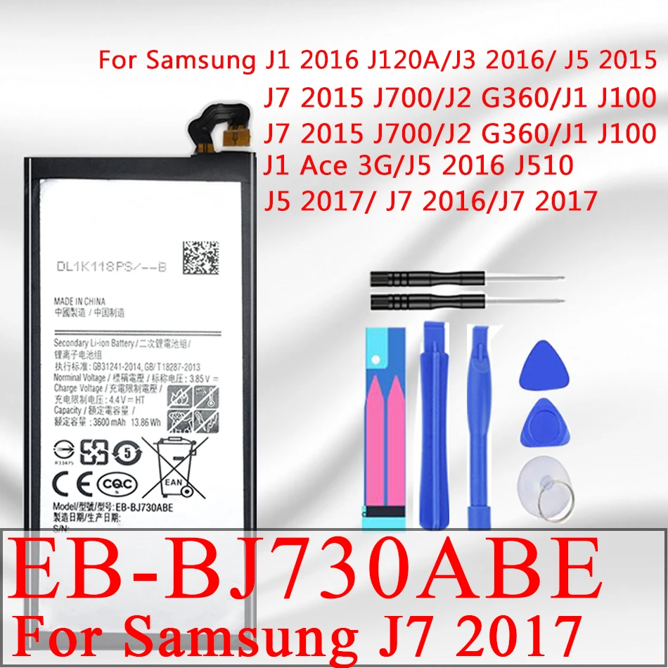 Батарея EB BJ510CBE для Samsung Galaxy J5 2016 J510 J510F J1 J2 J3 J7 2015 2017 батарея BI510CBE/BJ120CBE|Аккумуляторы