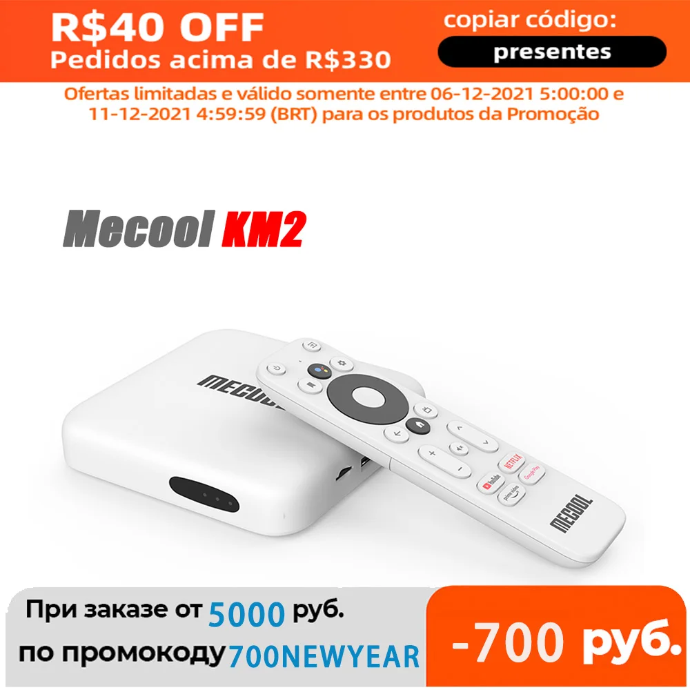 ТВ-приставка Mecool KM2 Android 10 четырехъядерный процессор Amlogic S905X2 64 дюйма 2 Гб DDR4 SPDIF