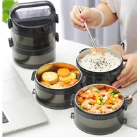 black office adult food container stainless steel lunch box leakproof student children portable picnic bento box thermal set