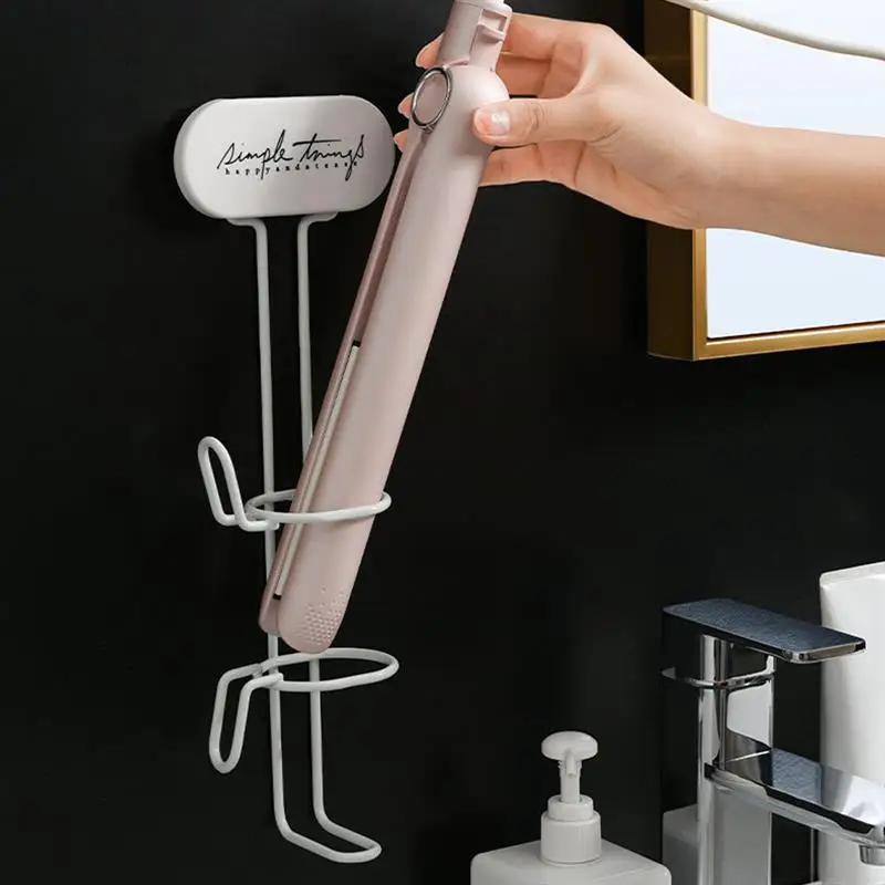 

Curling Iron Holder Wall Mounted Curling Stick Spiral Hair Styling Stand Bathroom Organizer Storage Iron Hair Dryer Holder