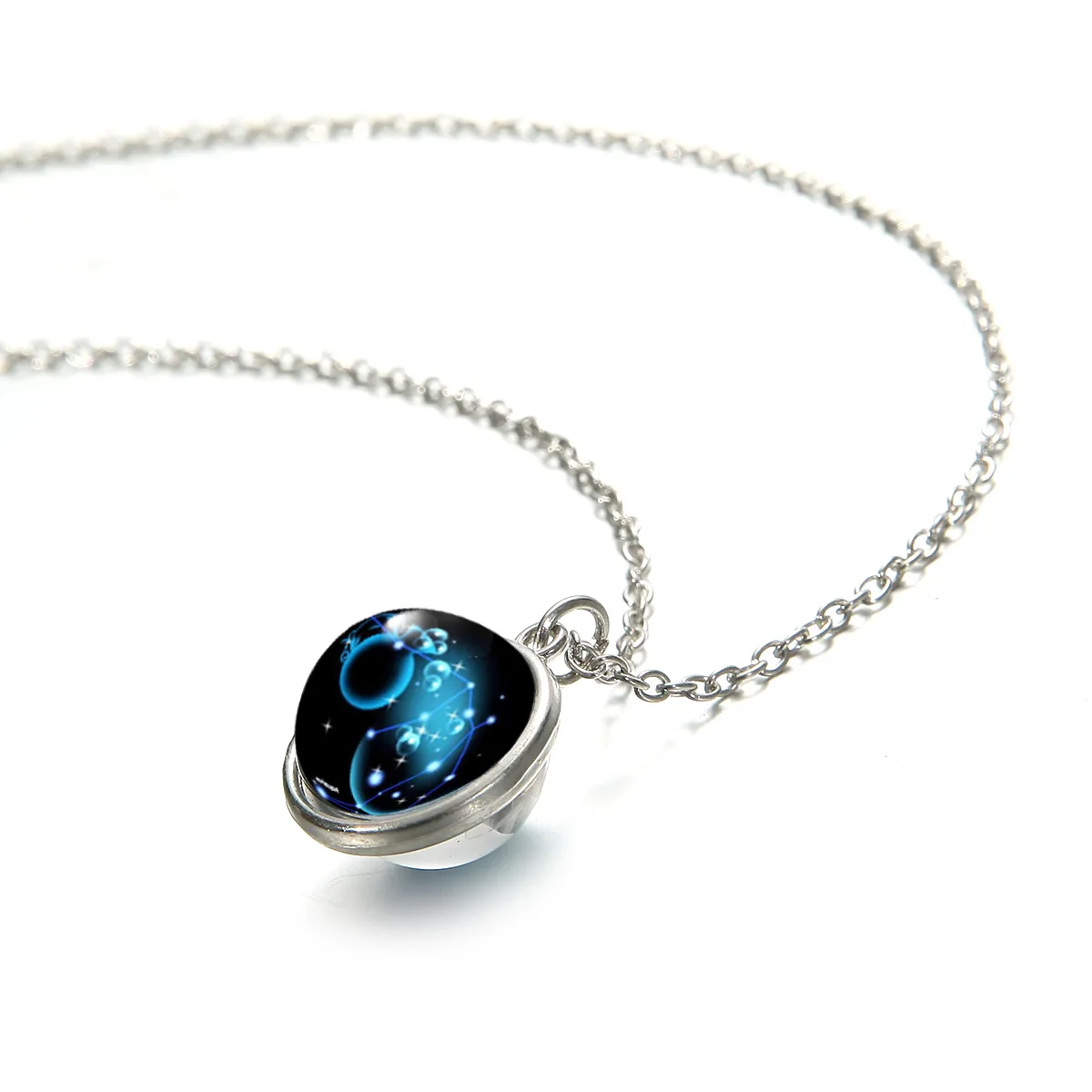 Ожерелье с подвеской в виде знака зодиака стеклянный кабошон двойным созвездием