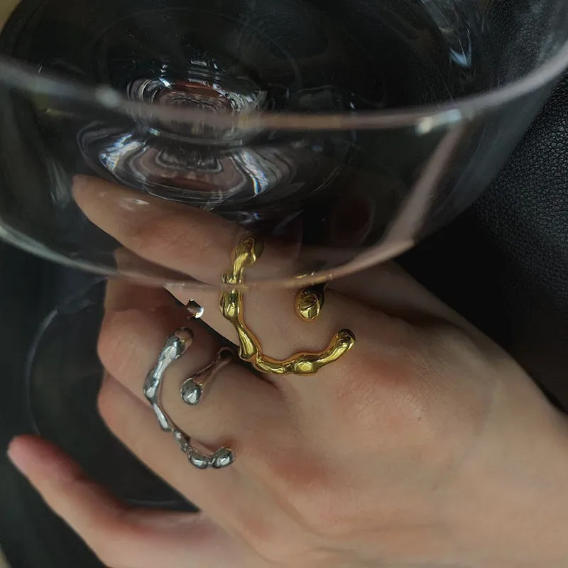 

Europe and the United States INS style and jewelry minimalistic metal geometric irregular opening adjustment ring finger ring