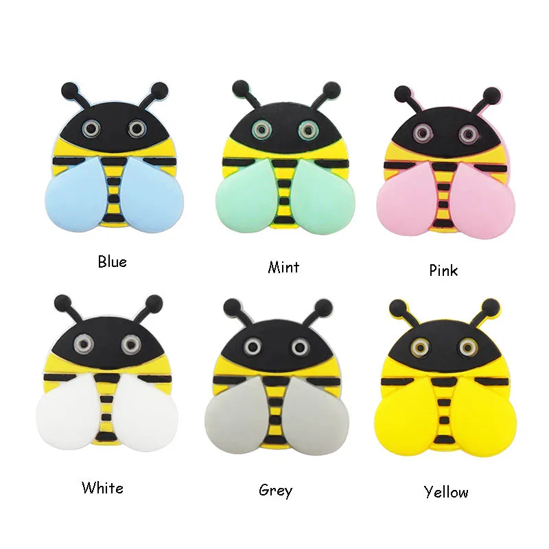 Chenkai-Cuentas de silicona para mordedor de abeja, collar de dibujos animados de animales para Baby Shower, chupete para masticar, accesorios sensoriales de juguete, 10 Uds.-1