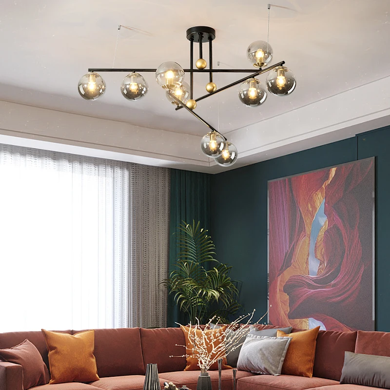 Современная стеклянная люстра потолочный светильник в скандинавском стиле