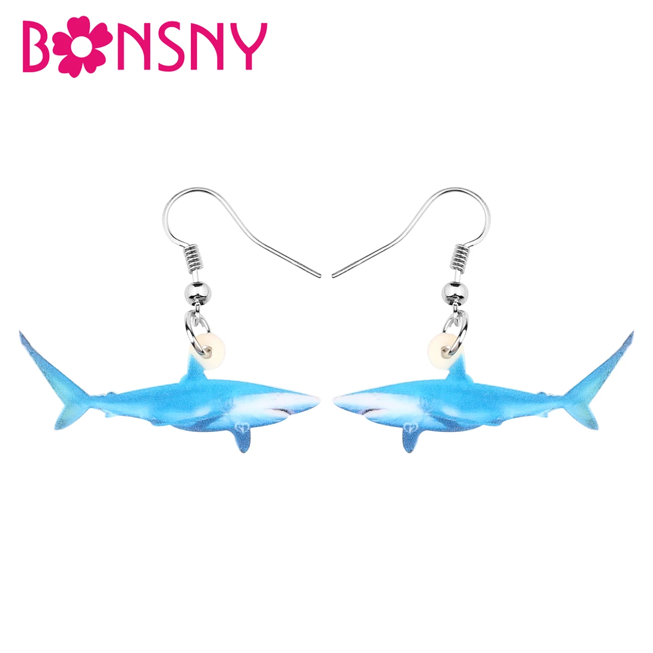 

Bonsny Acrylic Ocean Blue Shark Fish Earrings Drop Dangle Sea Animal Jewelry Charms Gifts For Women Teen Girl Accessory Hot Sale