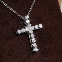 s925 sterling silver necklace for women fashion simplicity retro cross zircon pendants necklace jewelry accessories wholesale