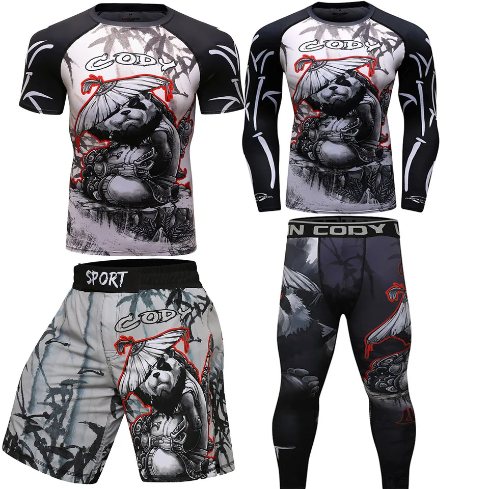 

Rashguard Bjj Gi MMA T-shirts+Pants Muay Thai Shorts Compression Men Sportsuits Jiu Jitsu Boxing Jerseys set Fitness Gym Clothes