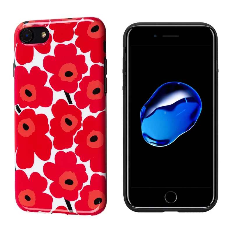 Роскошный Блестящий Мягкий силикон imd чехол для iPhone 11 Pro X XR XS Max 7 8 Plus 6 6S красный цветочный чехол милый цветочный чехол для девочки