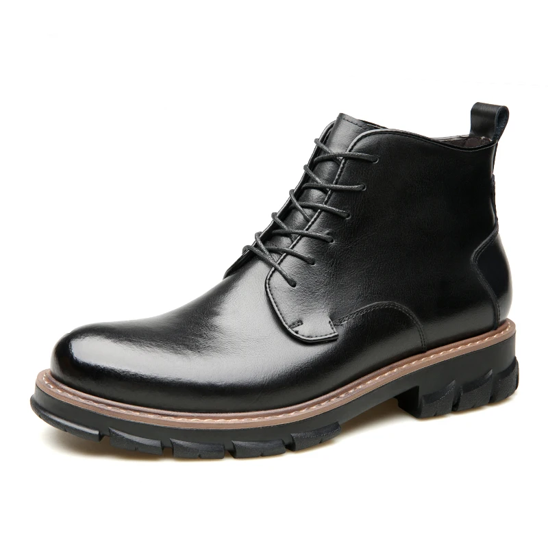 Мужские зимние кожаные ботинки модные водонепроницаемые ботильоны мужская