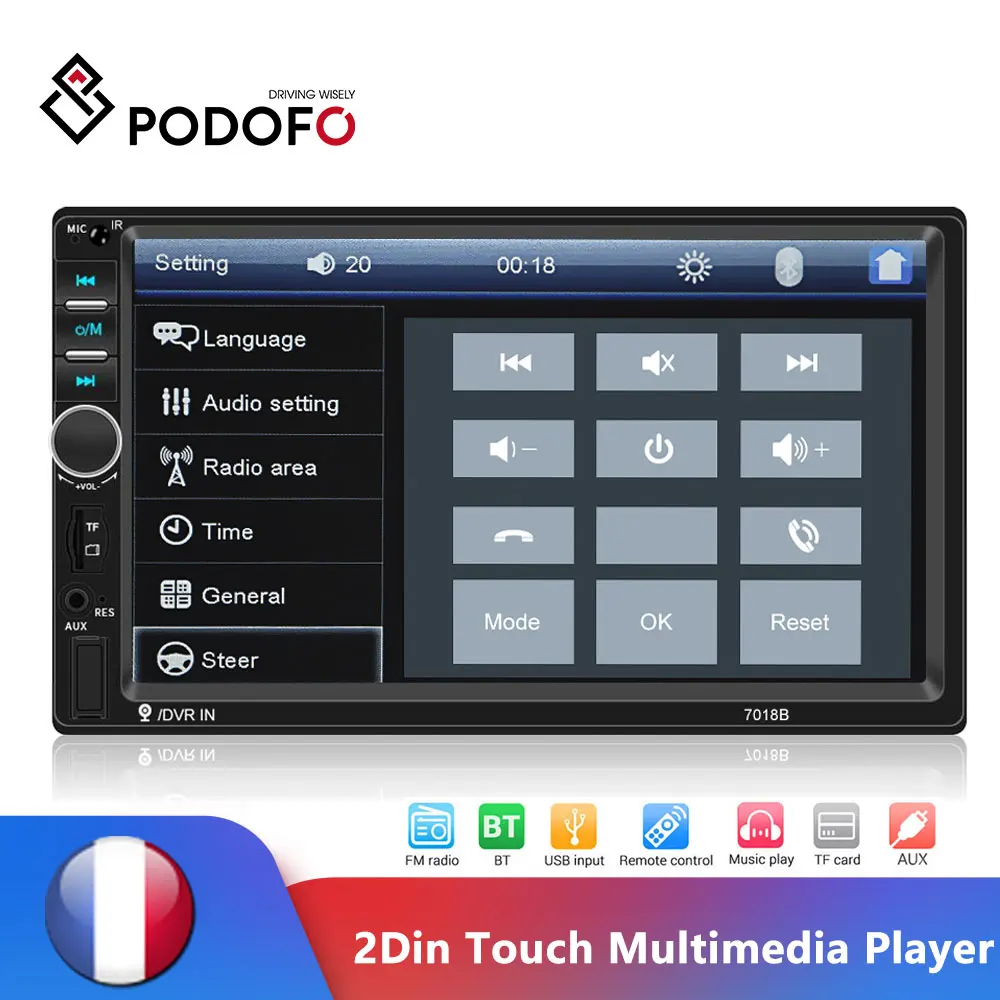 Автомагнитола Podofo мультимедийный плеер с 7 &quotсенсорным экраном функцией MirrorLink FM