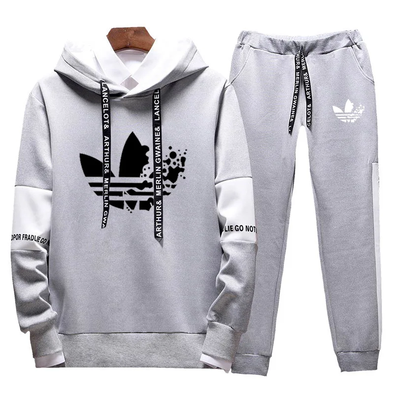 Новинка 2019 костюм с капюшоном на весну и осень Мужская Двухцветная Толстовка для