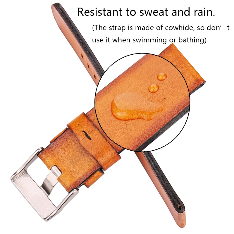 Double-sided Genuine Leather Watch Band Strap Women Men 22mm 24mm 26mm Cowhide Watchband Belt Black Red Yellow  Brown Bracelet