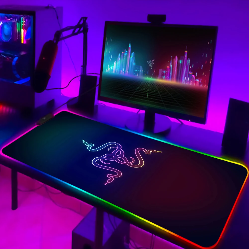 

Mouse Pad RGB Razer Gaming Accessories Computer Large 900x400 Mousepad Gamer Rubber Carpet with Backlit Play CS GO LOL Desk Mat
