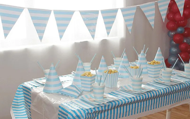 

108*180cm Stripe Tablecloth Table Cover Disposable Tableware Birthday Celebration Baby Shower Wedding Party Catering Events