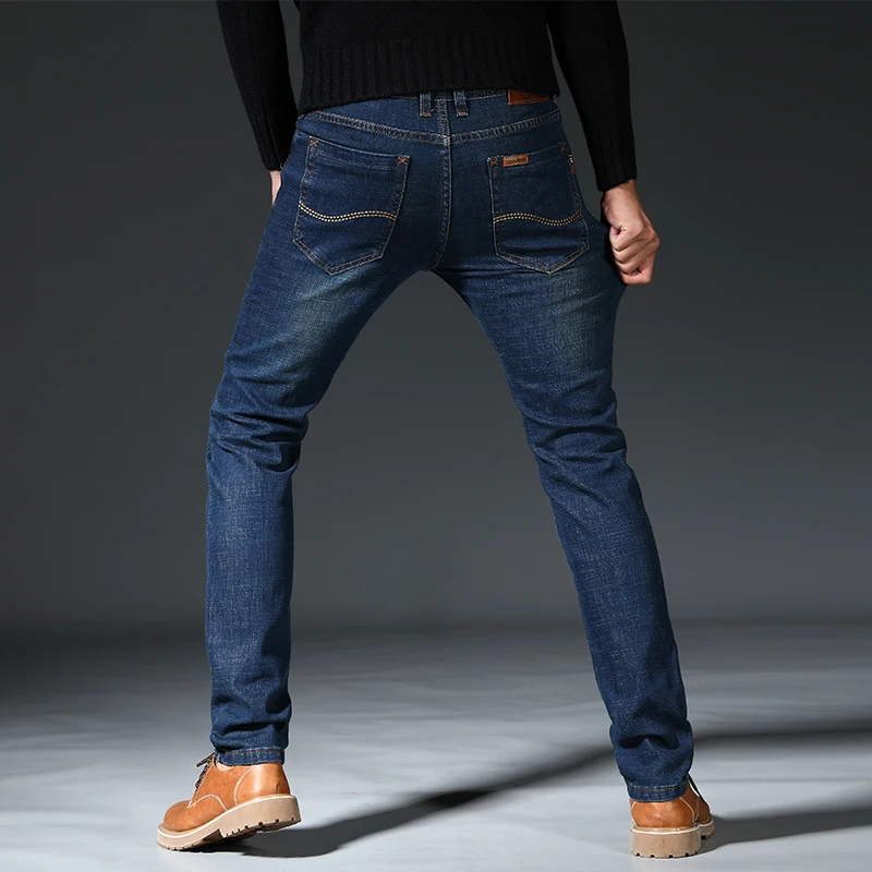 Джинсы мужские повседневные деловые брюки тонкие джинсы осень зима