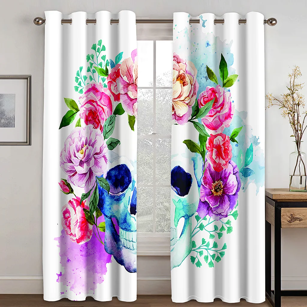 Водонепроницаемая оконная занавеска череп гостиной спальни кухни сплошные