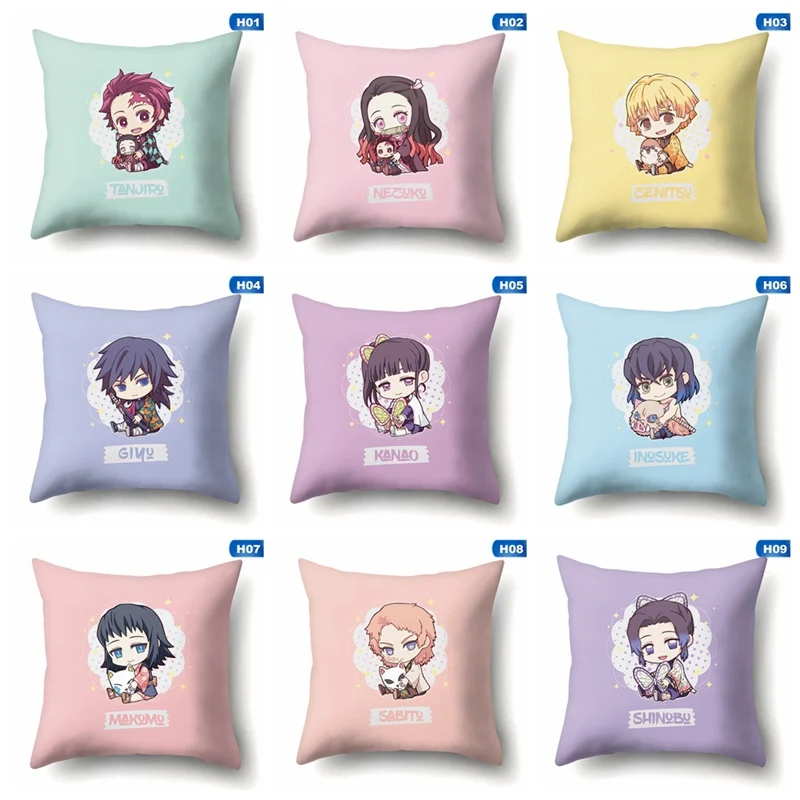 

Anime Demon Slayer Pillowcase Kimetsu No Yaiba Printed Pillow Case For Seat Car Sofa Cushion Cover Pillowcase Home Decor 45X45cm