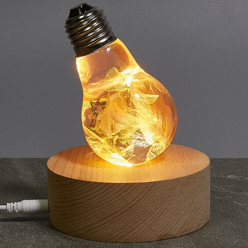 

LED Night Light Wooden Square Base Holder Display Stand for Crystals Glass Ball Illumination Lighting Accessories Decor