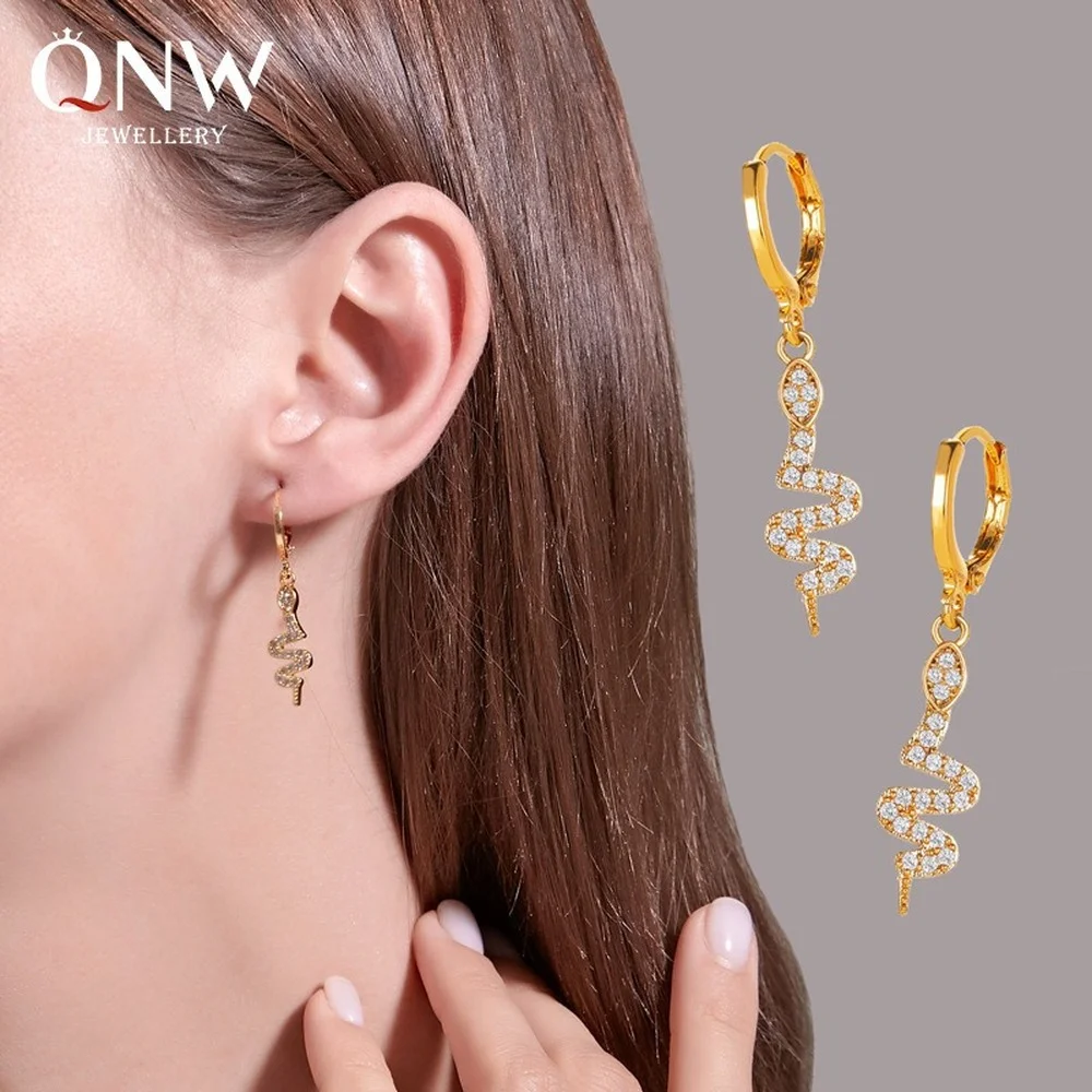 

New European and American Hot Selling Fashion Exaggerated Full Diamond Serpentine Earrings Long Temperament Jewelry Wholesale