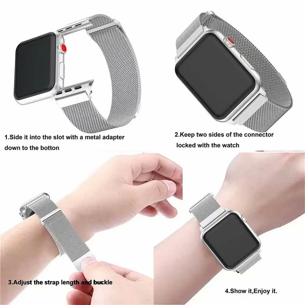 Ремешок из нержавеющей стали для Apple Watch 1 2 3 42 38 мм Миланский ремешок iwatch 4 5 40 44 |