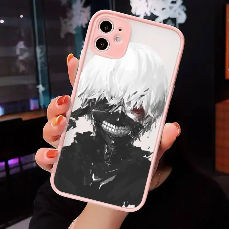 

Anime Tokyo Ghouls terror horror Phone Cases Matte transparent For Pink iPhone 12 Mini 11 Pro XR XS Max 7 8 Plus X Back Cover