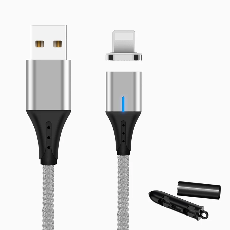 silver for apple plu SUNPHG мобильного телефона 3A Магнитный кабель Зарядное устройство 2 м микро Тип usb C кабель для передачи данных для iPhone x samsung S8 S9 huawei Быстрая зарядка 3,0 - Цвет: silver for apple plu