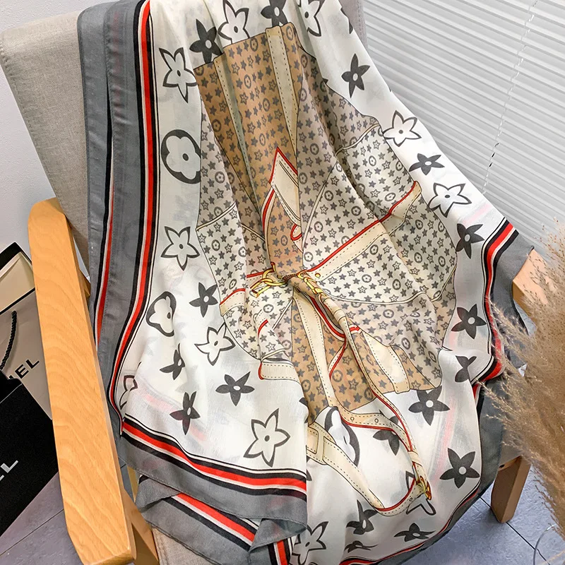 

New Scarf Women180*90 Summer Silk Scarf Foulard En Soie All-match Sunscreen Bandana Wholesale Satin Scarf