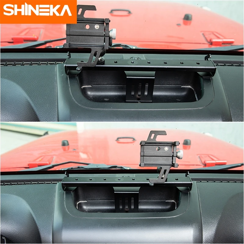 shineka car center console phone holder stand gps mount bracket for jeep wrangler jk 2007 2017 black aluminum alloy accessories free global shipping