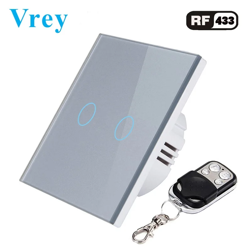 Умный сенсорный выключатель Vrey EU светильник с двумя выходами пульт