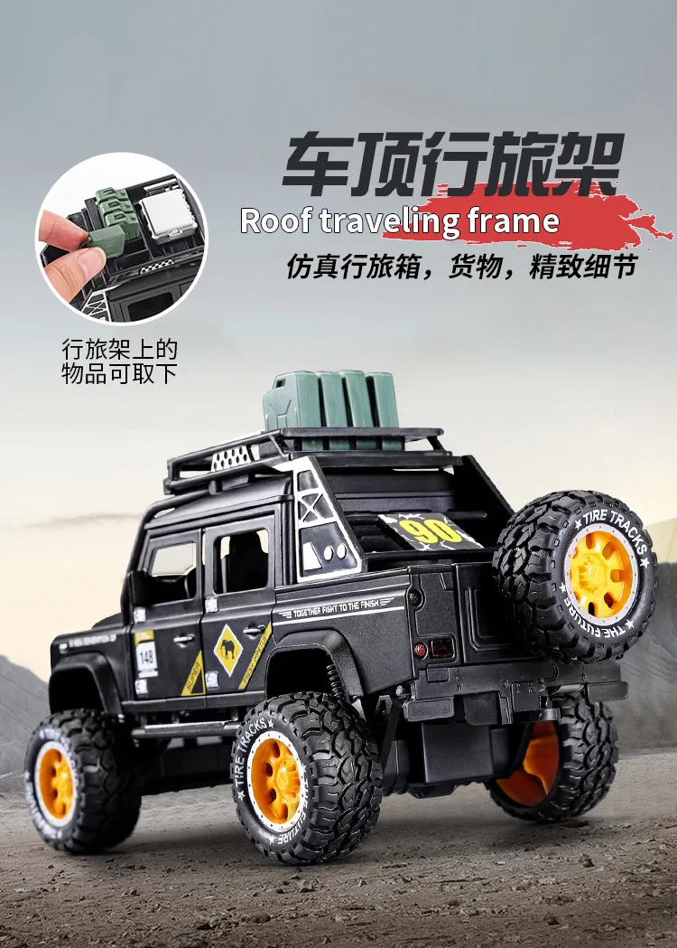 1:32 Игрушечная модель автомобиля литая под давлением сплав моделирование Land Rovers внедорожный пикап металлический звуковой светильник игрушка для детей подарок