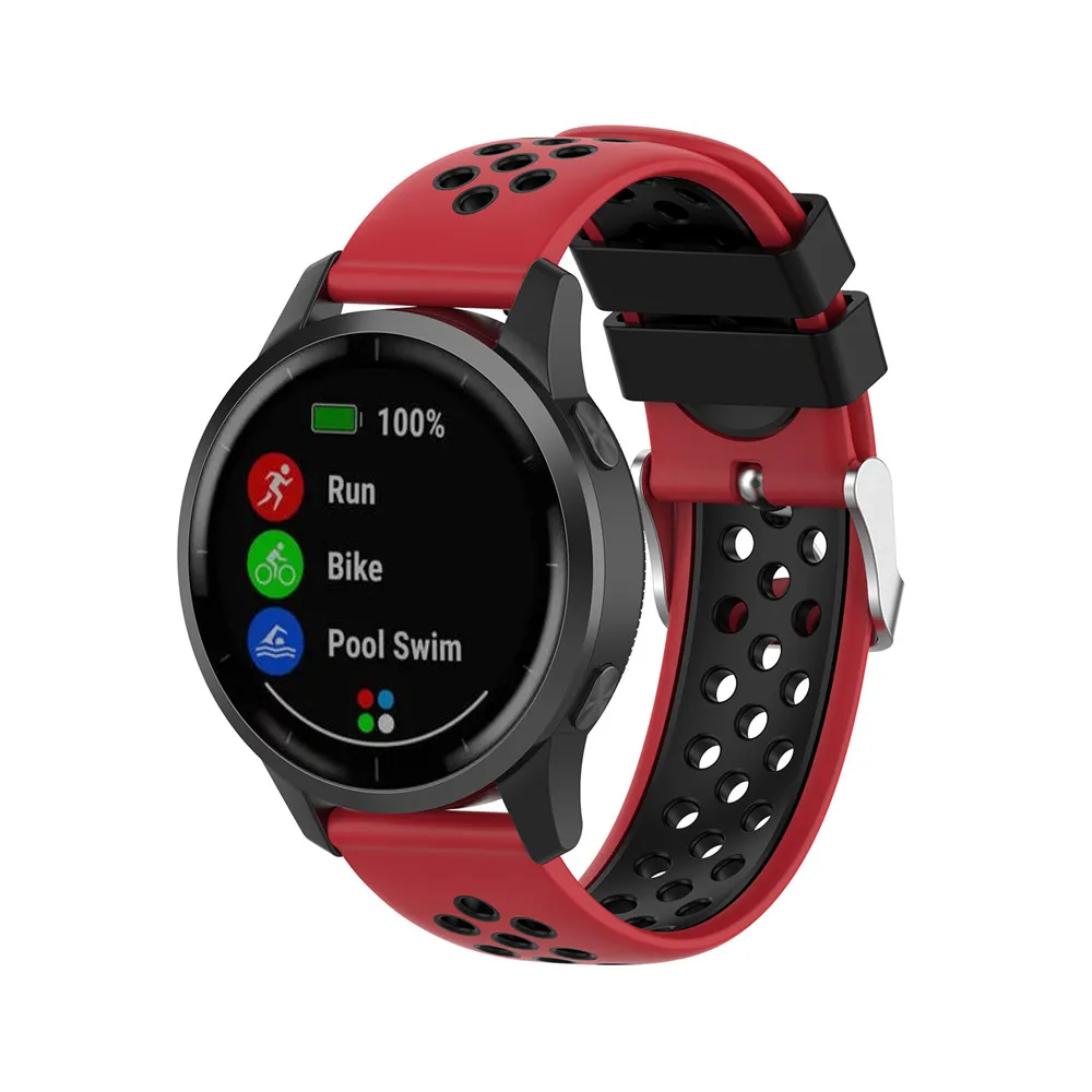Ремешок силиконовый дышащий для смарт-часов Garmin Vivoactive 4 4s наручный спортивный