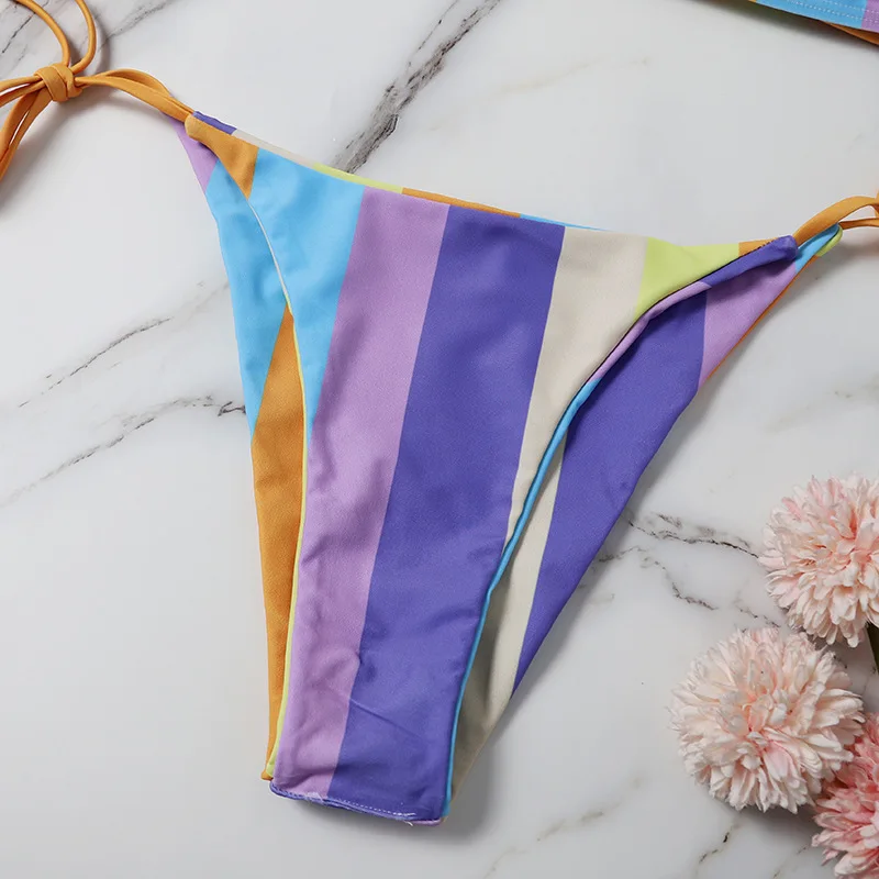 

Bikini Contrast Color Cross Sexy Small Chest Split Two-Piece Suit High Waist Swimwear Women Tube Top Apron Swimsuit