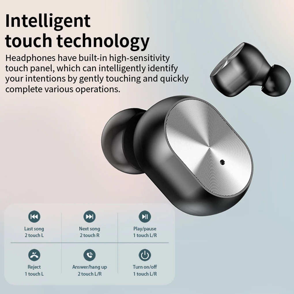 pack of 2 wireless earphones bluetooth compatible 5 1 in ear headphones rechargeable with charging case emergency flashlight free global shipping