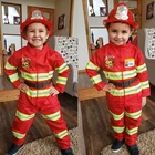 Детский Пожарный костюм для косплея карнавал фантазийный Сэм Рабочая Униформа для мальчиков и девочек костюм для выступления новогодний Рождественский подарок для детей