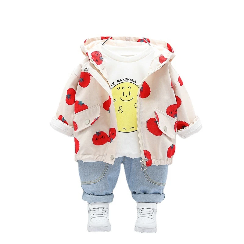 

New Spring Autumn Children Fashion Clothes Baby Boys Girls Hooded Jacket T Shirt Pants 3Pcs/sets Kids Toddler Cartoon Sportswear