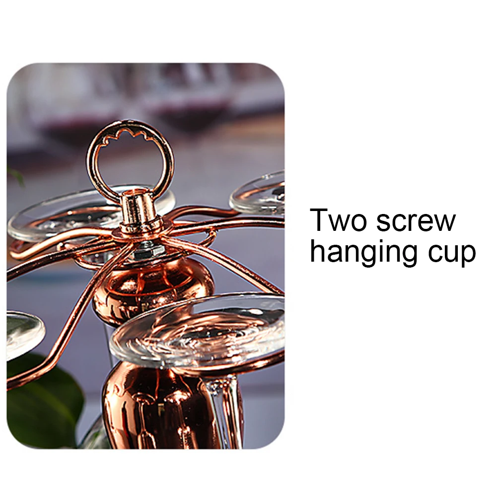 2 Colors Metal Hanging Wine Glass Holder Luxury Stemware Storage Rack Display Drying Stand with 6 Hooks | Дом и сад