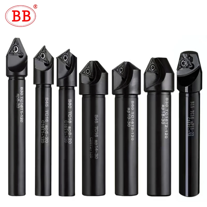 

BB Countersink Bar Indexable Chamfer Milling Cutter Tool Holder 30 45 60 Degree TC AP C20-20 C16-16 Spot Drilling