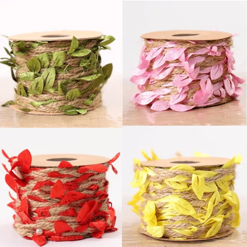 

5M Jute Rope Leaf Shaped Ribbon DIY Gift Wrapping Jute Twine Burlap Rustic Wedding Decoration Event Festival Party Supplies