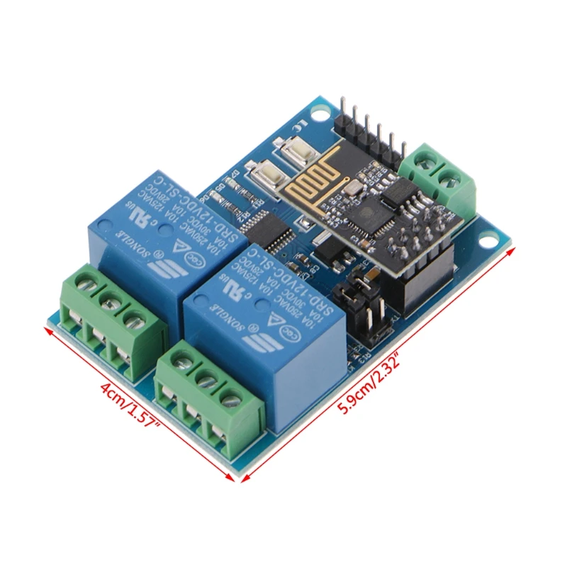 

DC 12V ESP8266 2 Channel WIFI Relay Module for Smart Home Phone APP Controller Intelligent Automation Board WiFi Module