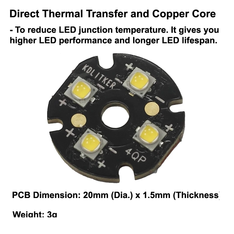 Quad Nichia 219BT светодиодный излучатель с KDLITKER 20 мм x 1 5 DTP медь MCPCB (параллельно) оптикой