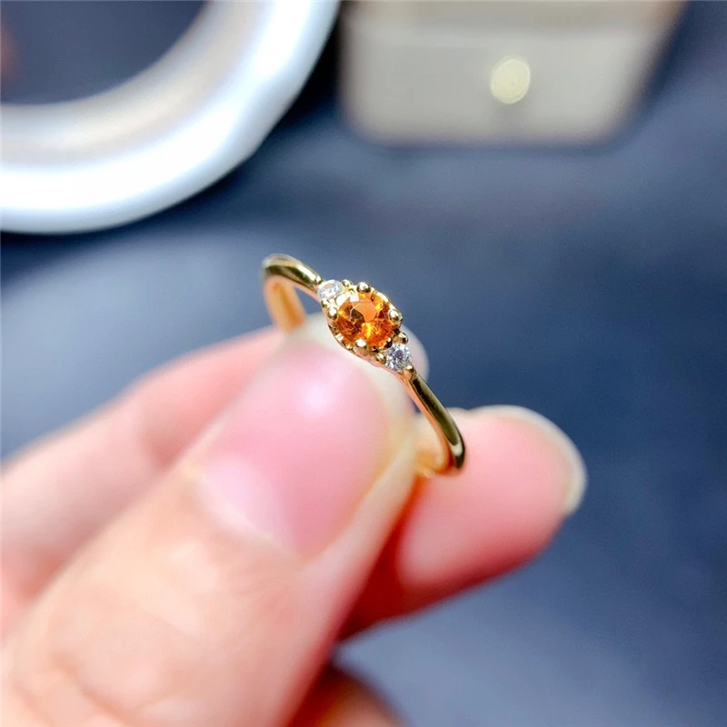 

WEAINY изысканное кольцо из натурального цитрина, кольцо из 925 пробы серебра, кольцо маленького стиля, медовый цитрин, кристалл удачи