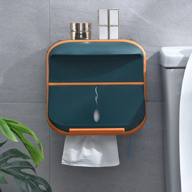 

Wall Mounted Tissue Box Waterproof Toilet Paper Holder Tissue Case Roll Paper Storage Box Bathroom Shelf