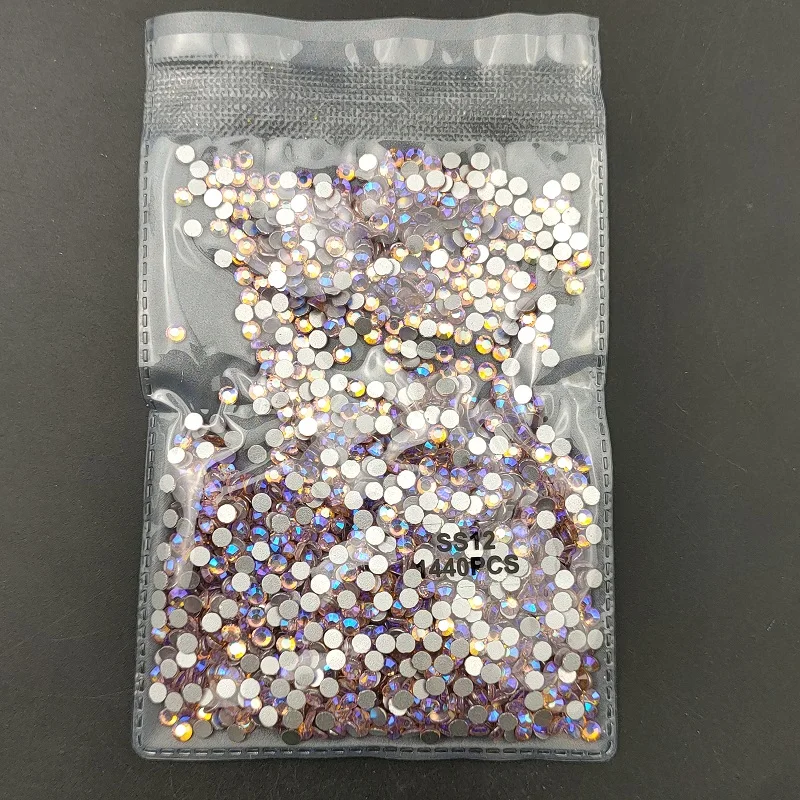 

SS3-SS16 Crystal Pink AB Non Hot Fix Rhinestones 1440pcs/Lot Glitter Flatback Glass Nail Rhinestone Strass Nail Art Fabric Garme