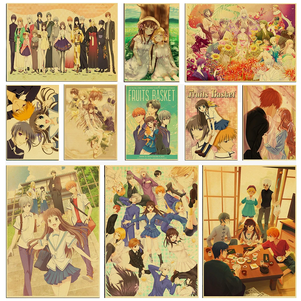 Аниме корзина фруктов винтажные постеры Стикеры из крафтовой бумаги DIY домашний